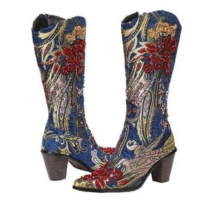 Royal blue HH brocade boot